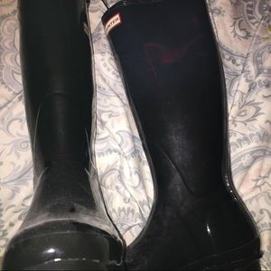 hunter navy blue rain boots